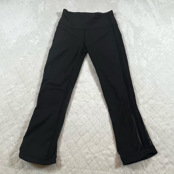 Lululemon T60416 Hit It 21” Crop Black Leggings with Mesh Panels - size 4 - Picture 1 of 6